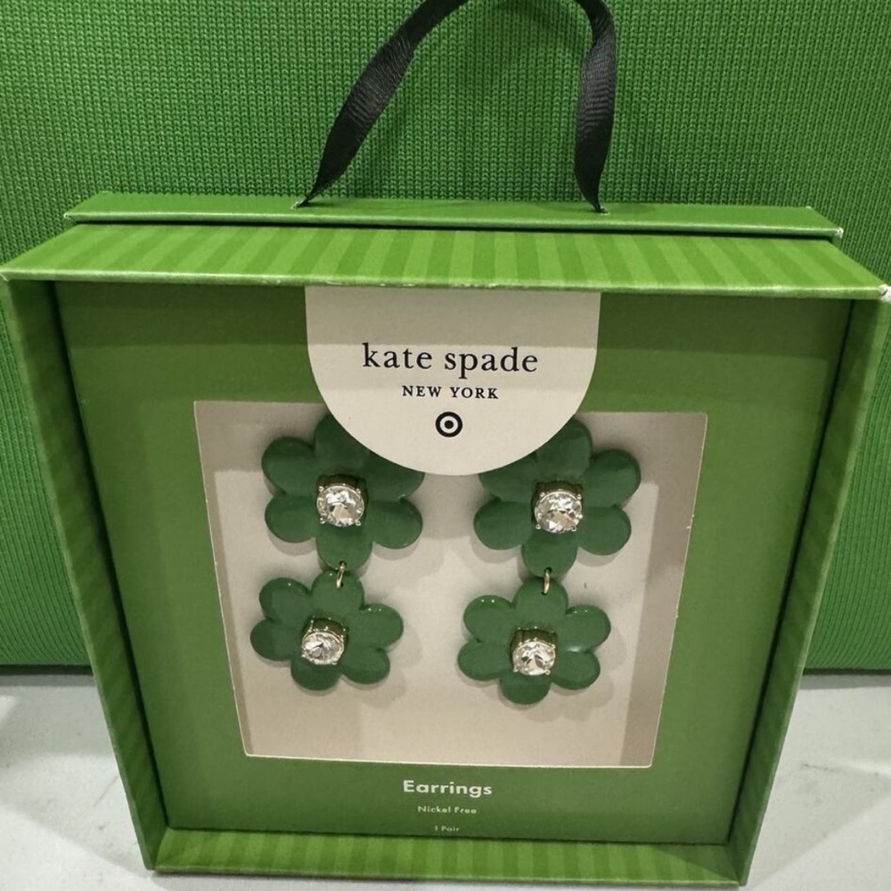 Kate Spade Emerald Green Floral Earrings target collar NWT